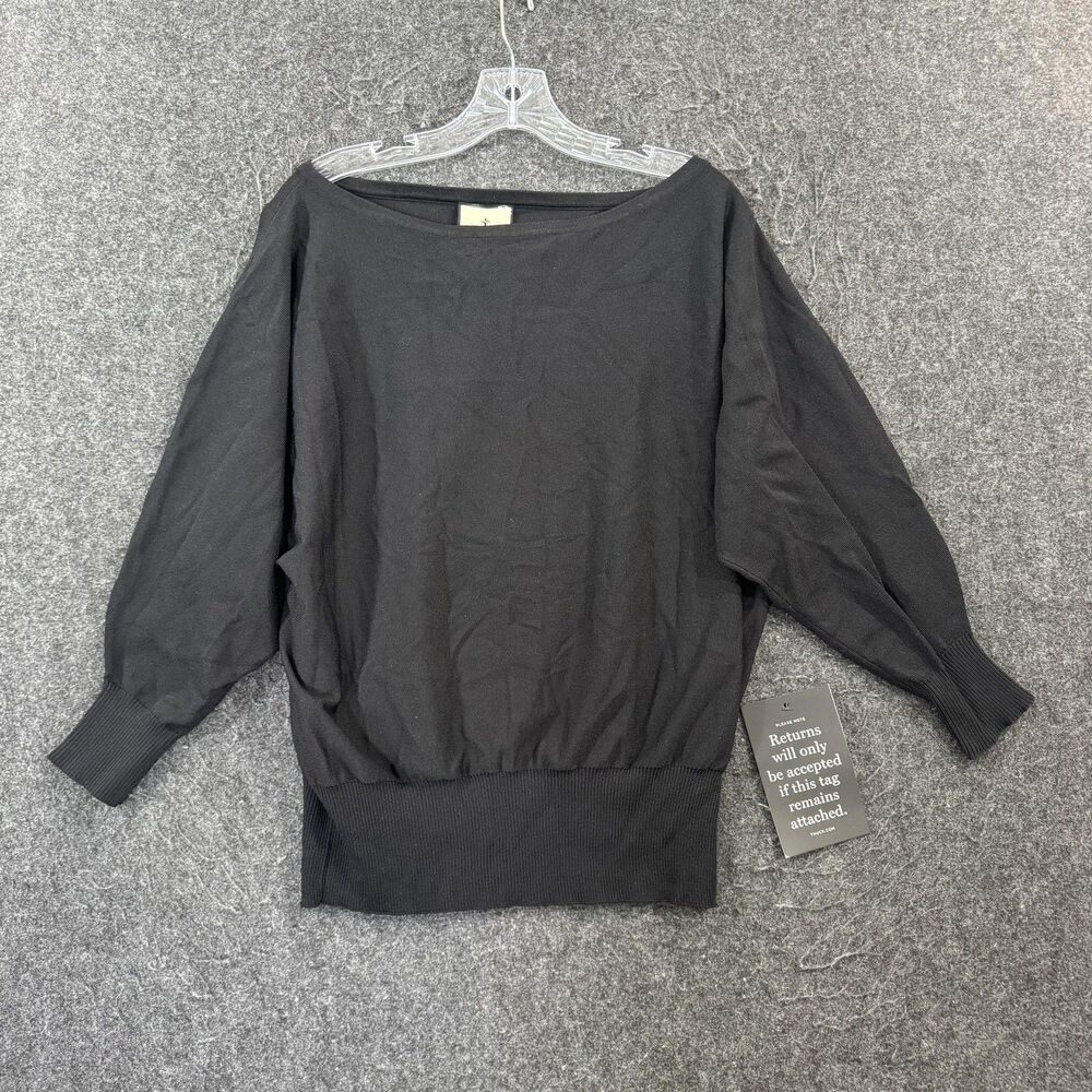 Tuckernuck Valencia Sweater Women's Small Black Wide Boat Neck Dolman Sleeve